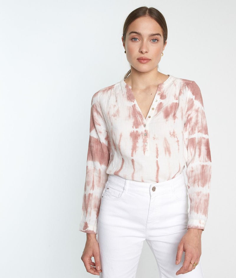 LAETI TIE-DYE PRINT COTTON BLOUSE