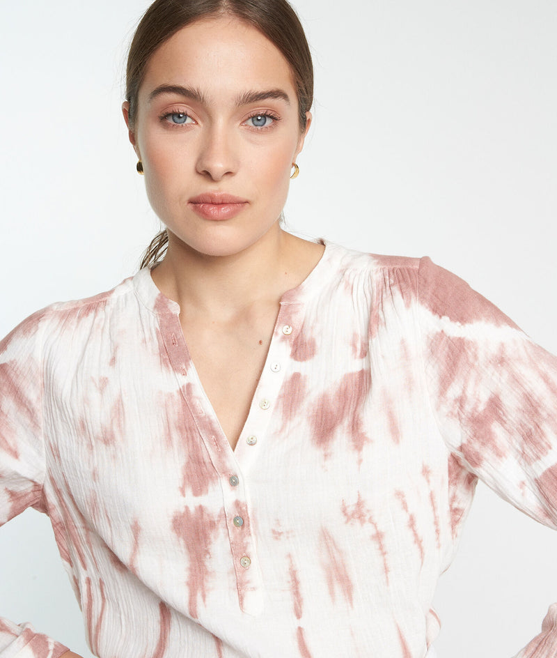 LAETI TIE-DYE PRINT COTTON BLOUSE