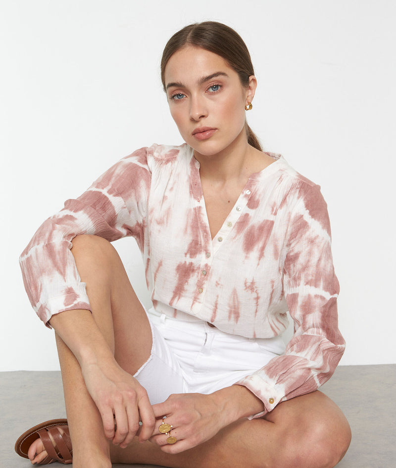LAETI TIE-DYE PRINT COTTON BLOUSE