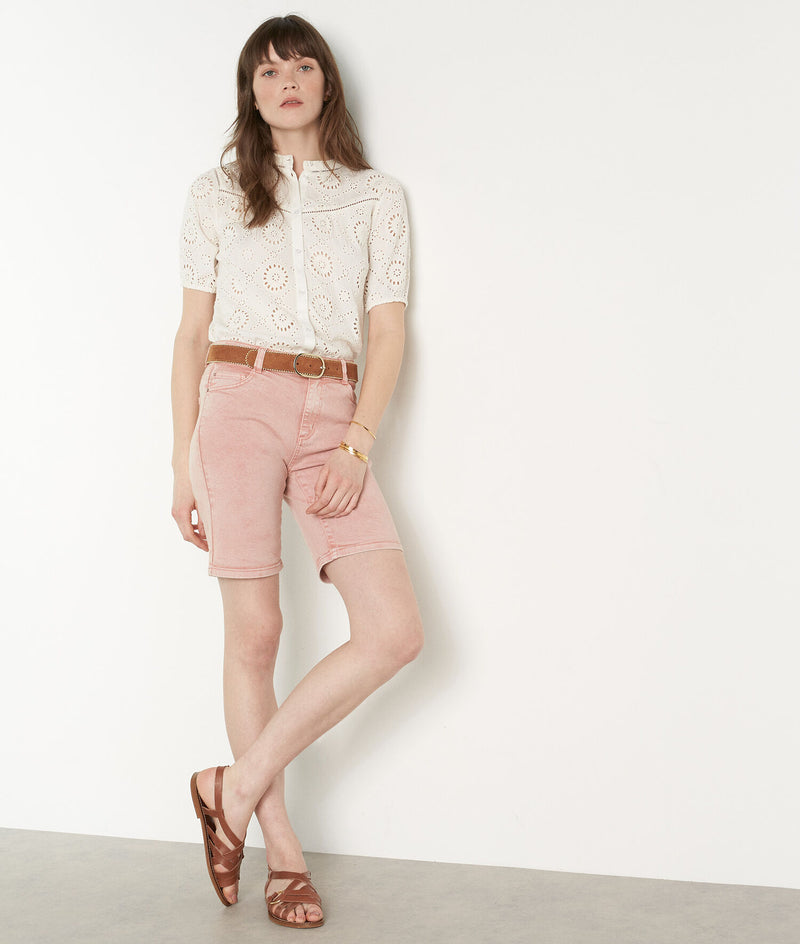 CHIARA BLUSH COTTON BERMUDA SHORTS