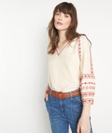 LAURA EMBROIDERED LINEN BLOUSE