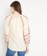 LAURA EMBROIDERED LINEN BLOUSE
