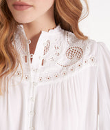 CAPUCINE ECRU OPENWORK AND EMBROIDERED FLOWING BLOUSE