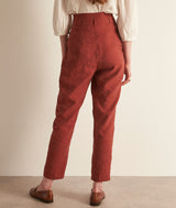 THEO BRICK RED HIGH-WAISTED CIGARETTE CUT TROUSERS