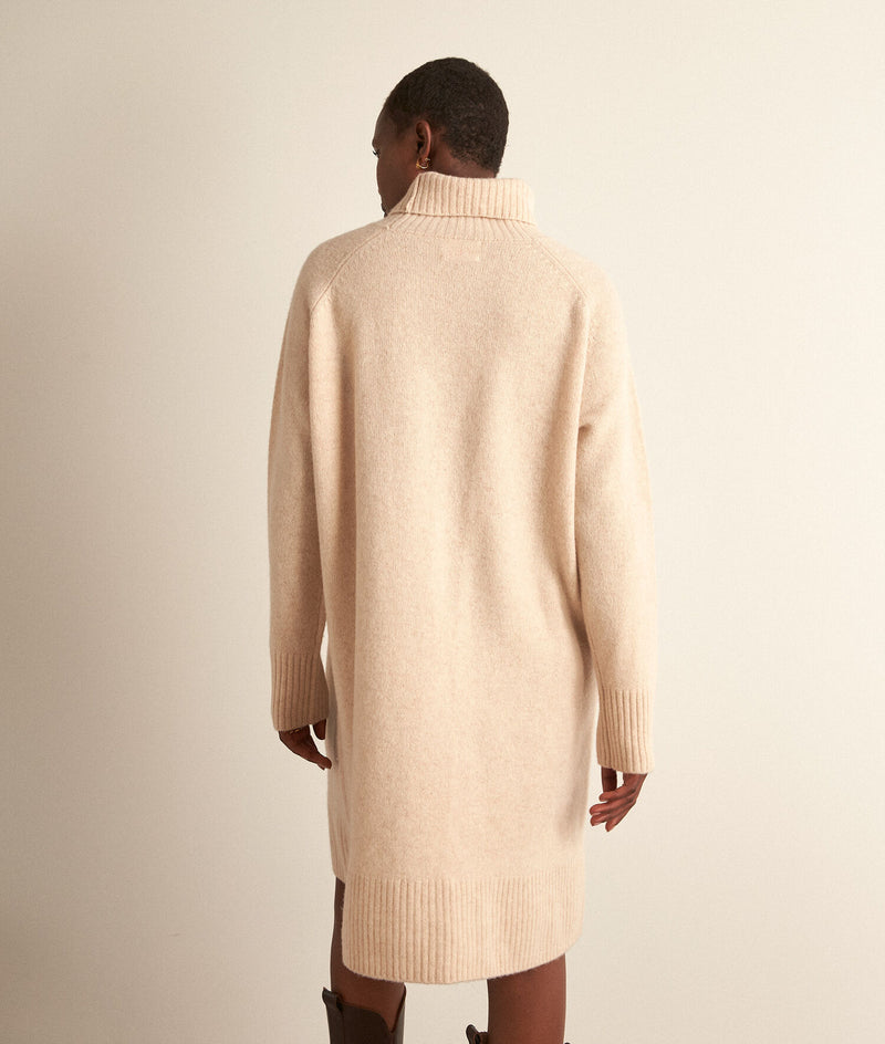 HOLLY IVORY TURTLENECK RESPONSIBLE WOOL JUMPER DRESS