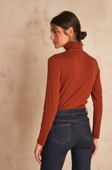 FERGUIE TERRACOTTA COTTON TURTLENECK T-SHIRT