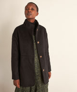 LAMIA STRAIGHT BLACK WOOL AND MOHAIR COAT