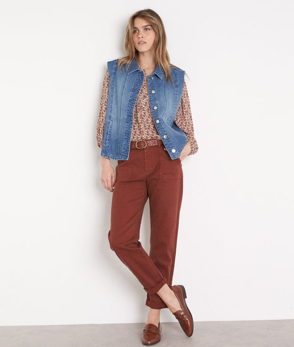 NALLA BRICK-RED STRAIGHT-LEG COTTON JEANS