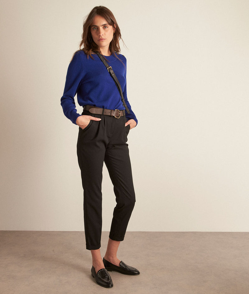 FEODORE BLACK HIGH-WAISTED CIGARETTE TROUSERS
