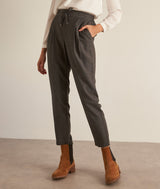 FLYNN DARK GREY MARL FLUID CARROT CUT TROUSERS