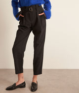 TIVIO BLACK BELTED SUIT TROUSERS