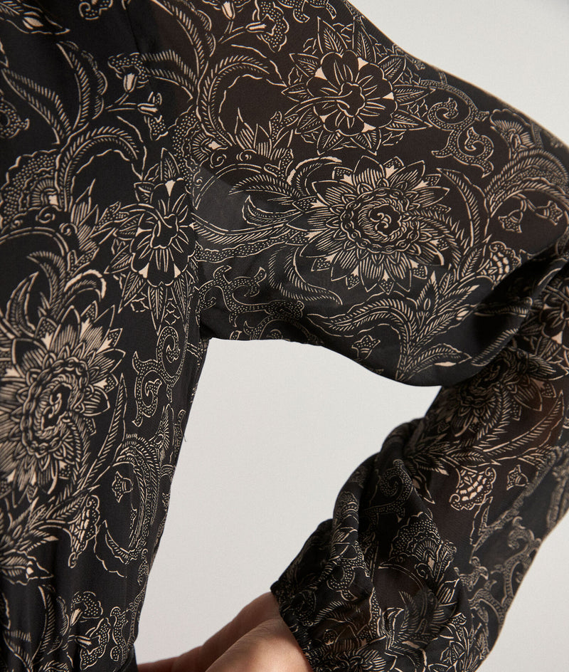 HORAYA SHORT BLACK PRINTED DRESS