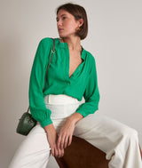 TINA RIBBONS GREEN FLOWING SHIRT