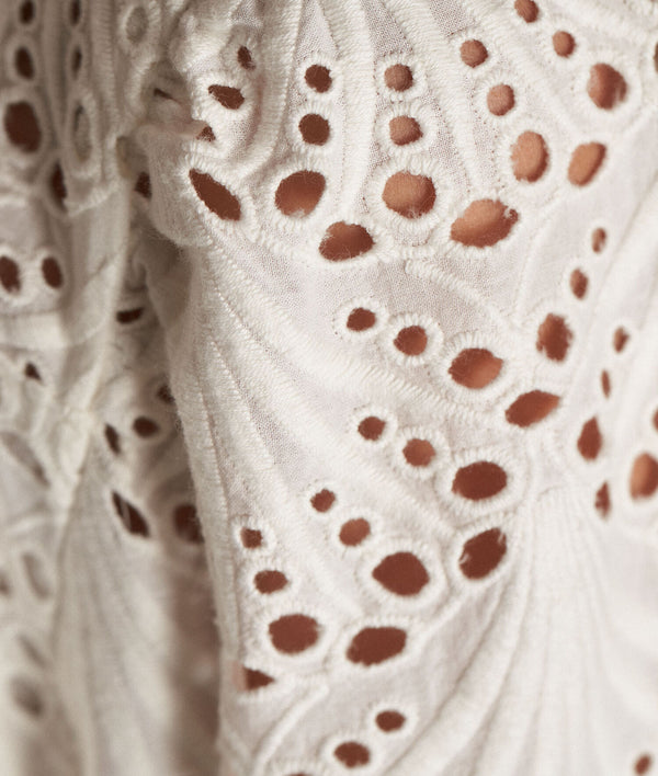 GRAZIA WHITE EMBROIDERED COTTON MINI DRESS