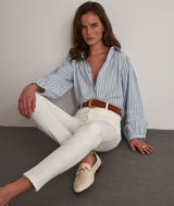 TANGER BLUE AND WHITE STRIPED COTTON BLOUSE