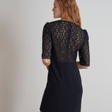 GIORGIA SHORT NAVY DRESS WITH LACE DETAILS