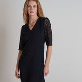 GIORGIA SHORT NAVY DRESS WITH LACE DETAILS