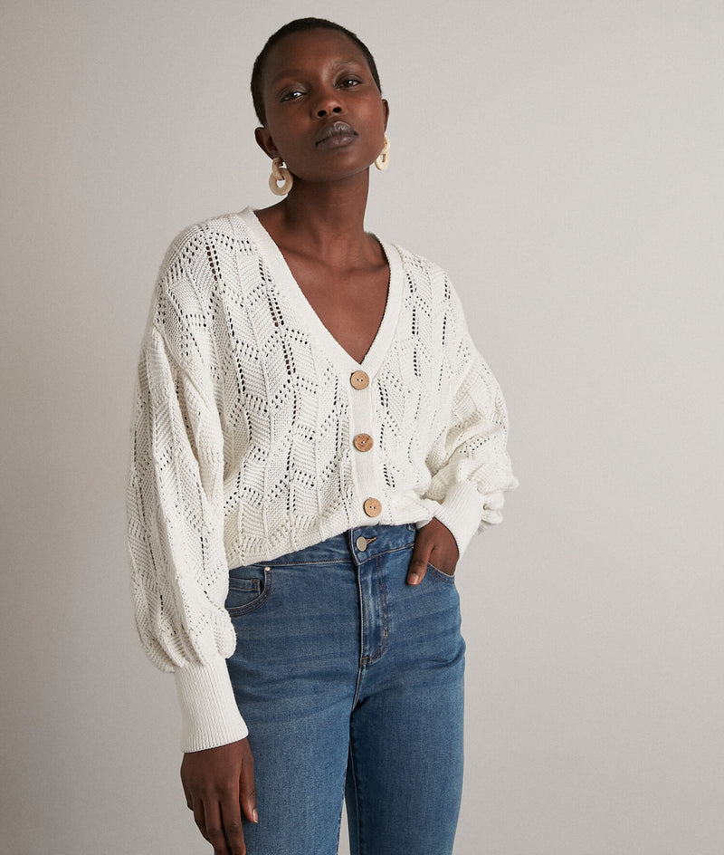 MOKA WHITE COTTON CARDIGAN