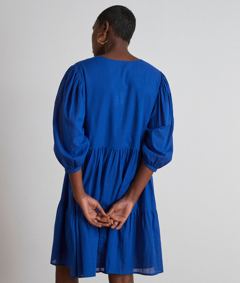 GISELE SHORT ROYAL BLUE COTTON DRESS