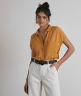TROPIC SAFFRON COTTON GAUZE BLOUSE