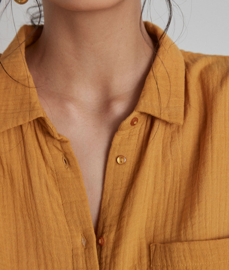 TROPIC SAFFRON COTTON GAUZE BLOUSE