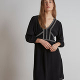 GILIAN BLACK EMBROIDERED SHORT DRESS