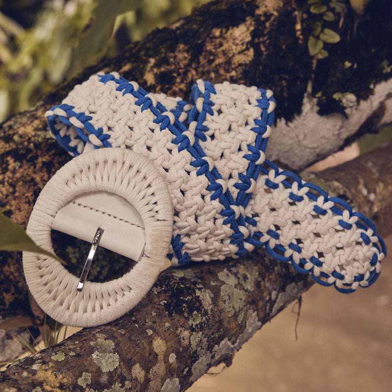 BASTO WHITE AND BLUE BRAIDED COTTON BELT