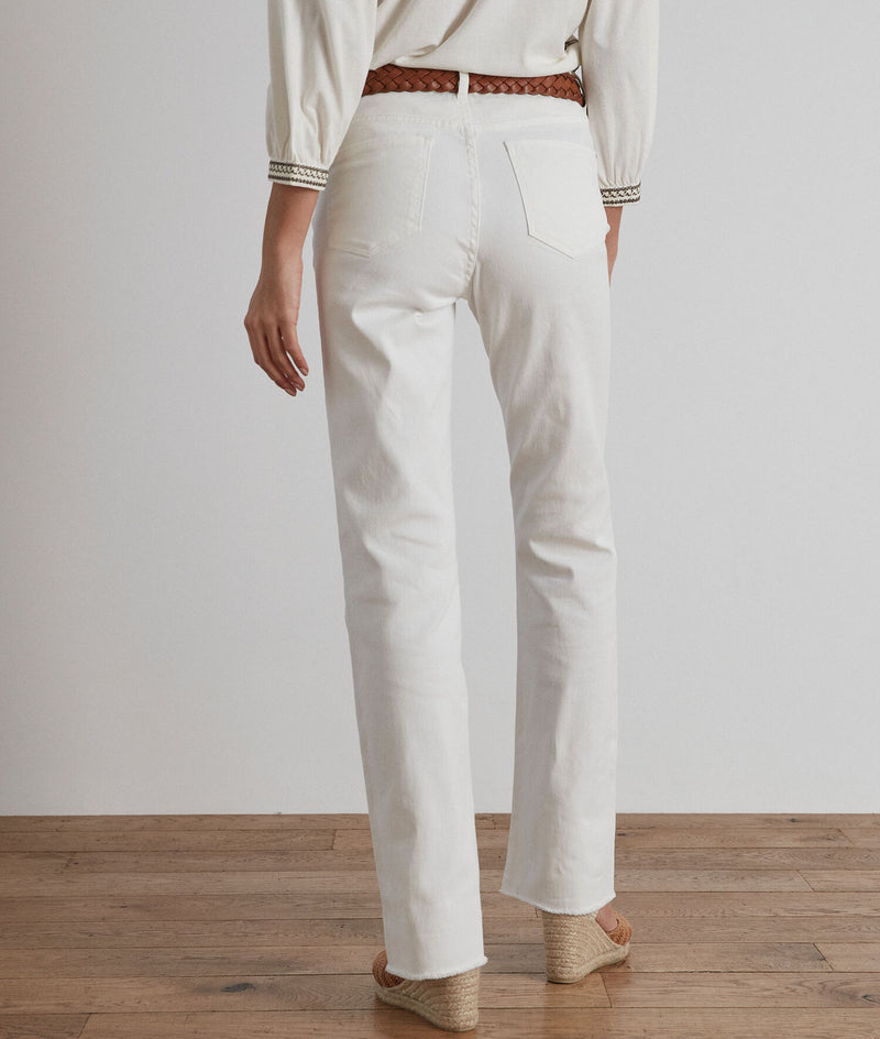 SALOME IVORY RAW-EDGE FLARED JEANS