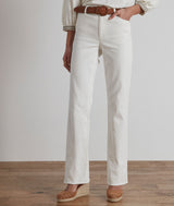 SALOME IVORY RAW-EDGE FLARED JEANS