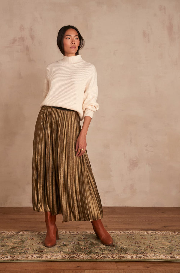 TOSCA GOLD PLEATED SKIRT