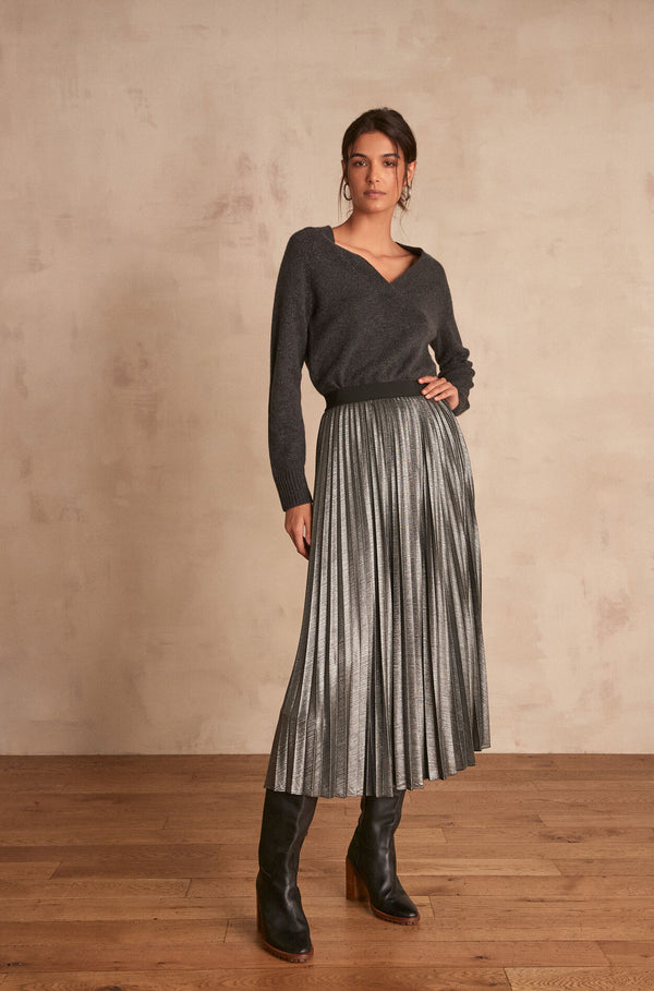 TOSCA ANTHRACITE PLEATED SKIRT