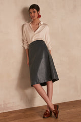 KAY GREY LEATHER SKIRT