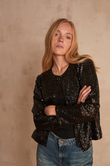 BRIGHT BLACK SEQUINNED JACKET