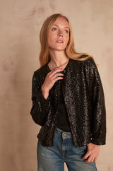 BRIGHT BLACK SEQUINNED JACKET