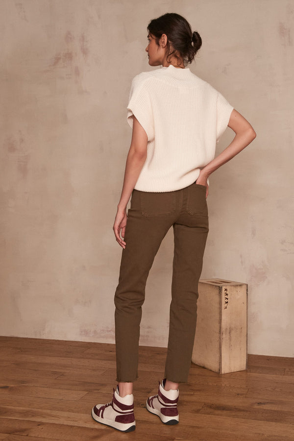 PATIENCE KHAKI STRAIGHT-LEG JEANS