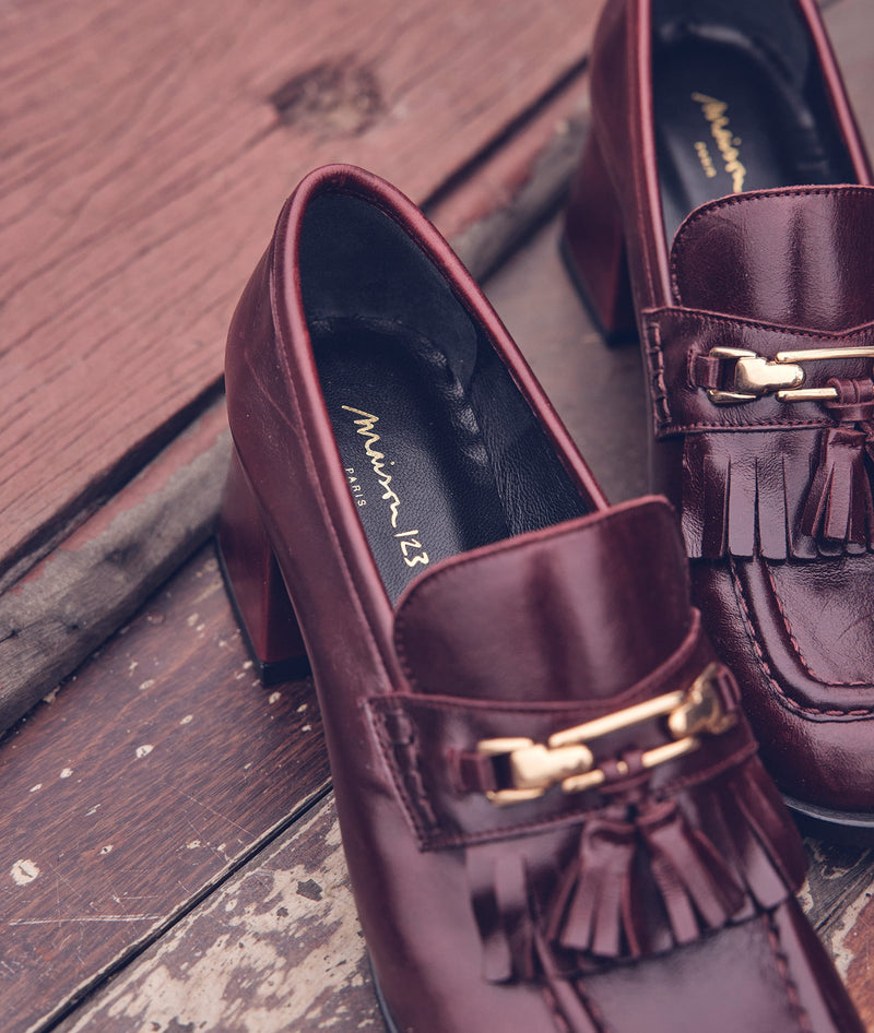 LISA BURGUNDY LEATHER LOAFERS