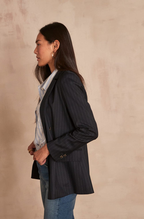 FLORINE NAVY BLUE PINSTRIPE JACKET