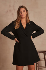 CHARME BLACK TAILORED COLLAR DRESS