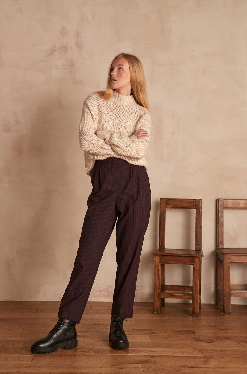 SIMBAD STRIPED CARROT-CUT TROUSERS