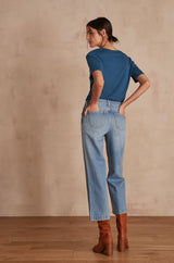 MOSS CROPPED STRAIGHT-LEG JEANS