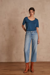 MOSS CROPPED STRAIGHT-LEG JEANS